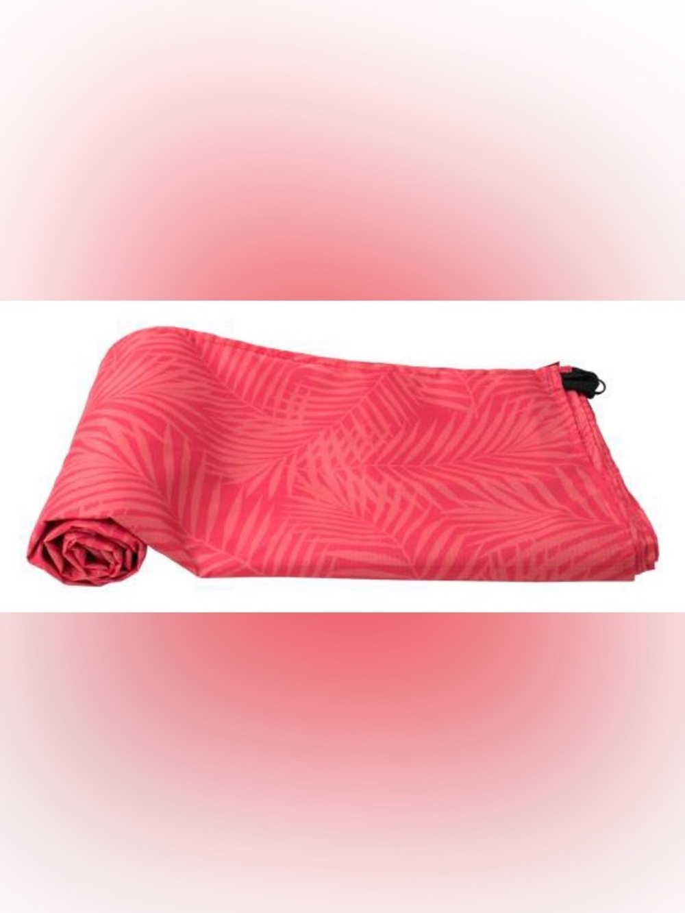 Water resistant Coral Pink Leaf-Print Travel or Beach Towel in carrying case NWT